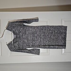 Urban Rose  Black/Gray V-Neck Ribbed Knit Long Sleeve Midi Dress  Size L